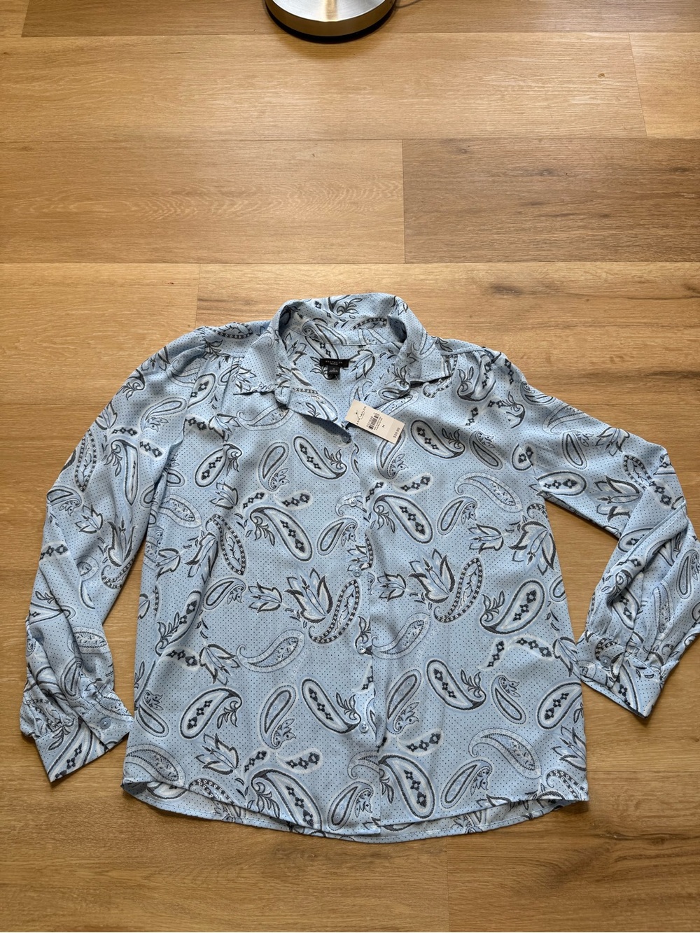Ann Taylor Pale Blue Paisley Button-Front Blouse